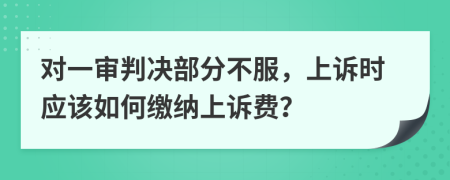 对一审判决部分不服，上诉时应该如何缴纳上诉费？