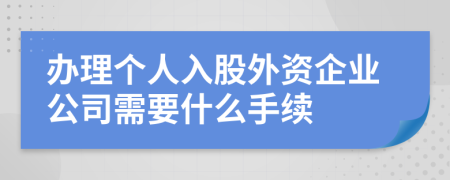 办理个人入股外资企业公司需要什么手续