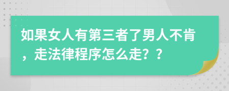 如果女人有第三者了男人不肯，走法律程序怎么走？？