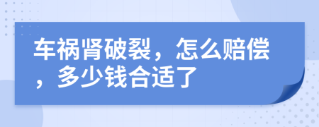 车祸肾破裂，怎么赔偿，多少钱合适了