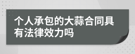 个人承包的大蒜合同具有法律效力吗