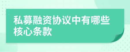 私募融资协议中有哪些核心条款