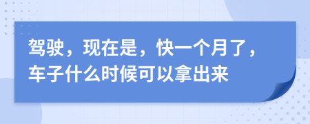 驾驶，现在是，快一个月了，车子什么时候可以拿出来