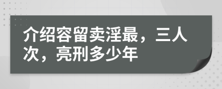 介绍容留卖淫最，三人次，亮刑多少年