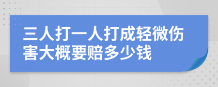 三人打一人打成轻微伤害大概要赔多少钱