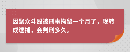 因聚众斗殴被刑事拘留一个月了，现转成逮捕，会判刑多久。