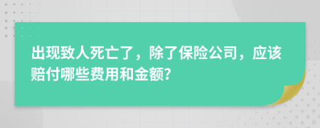 出现致人死亡了，除了保险公司，应该赔付哪些费用和金额？