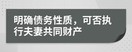 明确债务性质，可否执行夫妻共同财产