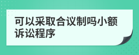 可以采取合议制吗小额诉讼程序