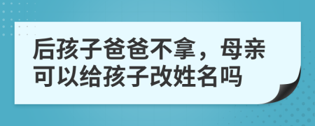 后孩子爸爸不拿，母亲可以给孩子改姓名吗