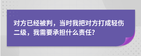 对方已经被判，当时我把对方打成轻伤二级，我需要承担什么责任？