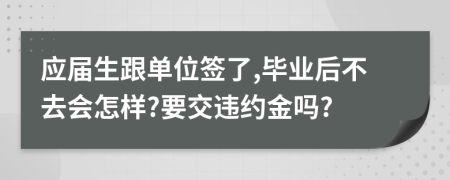 应届生跟单位签了,毕业后不去会怎样?要交违约金吗?