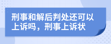 刑事和解后判处还可以上诉吗，刑事上诉状