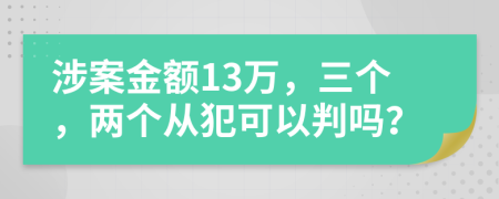 涉案金额13万，三个，两个从犯可以判吗？