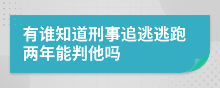 有谁知道刑事追逃逃跑两年能判他吗