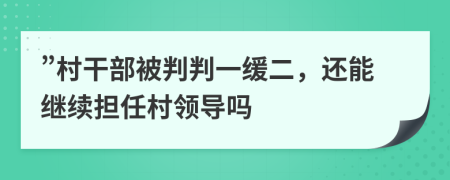 ”村干部被判判一缓二，还能继续担任村领导吗