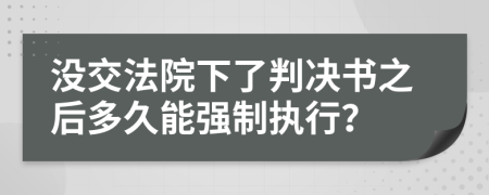 没交法院下了判决书之后多久能强制执行？