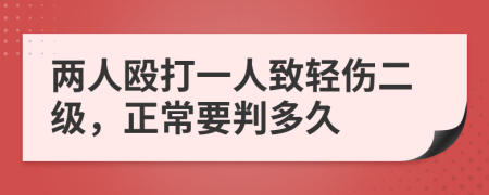 两人殴打一人致轻伤二级，正常要判多久