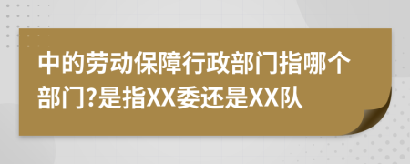 中的劳动保障行政部门指哪个部门?是指XX委还是XX队