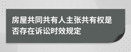 房屋共同共有人主张共有权是否存在诉讼时效规定