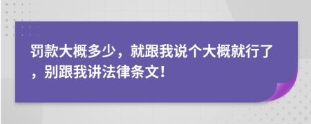 罚款大概多少，就跟我说个大概就行了，别跟我讲法律条文！