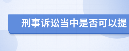 刑事诉讼当中是否可以提