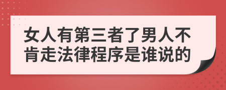 女人有第三者了男人不肯走法律程序是谁说的