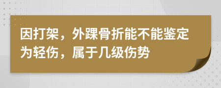 因打架，外踝骨折能不能鉴定为轻伤，属于几级伤势