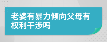 老婆有暴力倾向父母有权利干涉吗