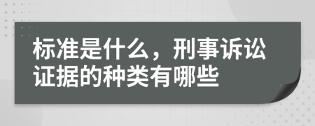 标准是什么，刑事诉讼证据的种类有哪些