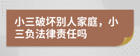 小三破坏别人家庭，小三负法律责任吗