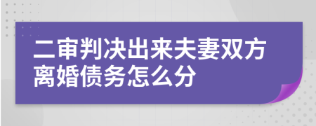 二审判决出来夫妻双方离婚债务怎么分