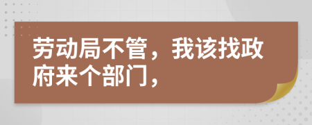 劳动局不管，我该找政府来个部门，