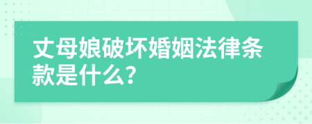 丈母娘破坏婚姻法律条款是什么？