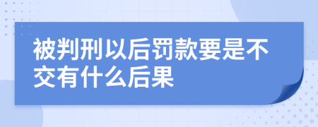 被判刑以后罚款要是不交有什么后果