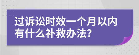 过诉讼时效一个月以内有什么补救办法？