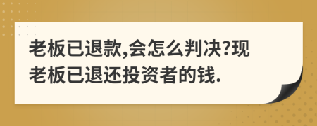 老板已退款,会怎么判决?现老板已退还投资者的钱.