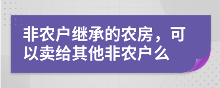 非农户继承的农房，可以卖给其他非农户么