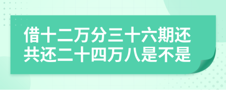 借十二万分三十六期还共还二十四万八是不是