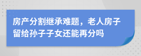 房产分割继承难题，老人房子留给孙子子女还能再分吗