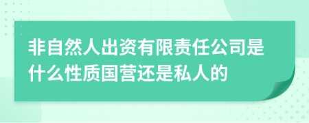 非自然人出资有限责任公司是什么性质国营还是私人的