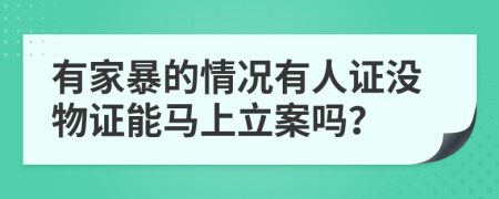 有家暴的情况有人证没物证能马上立案吗？