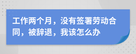 工作两个月，没有签署劳动合同，被辞退，我该怎么办