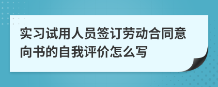 实习试用人员签订劳动合同意向书的自我评价怎么写