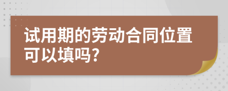 试用期的劳动合同位置可以填吗?