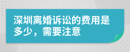 深圳离婚诉讼的费用是多少，需要注意