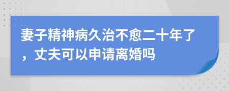 妻子精神病久治不愈二十年了，丈夫可以申请离婚吗