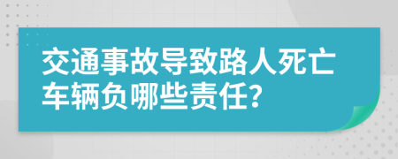 交通事故导致路人死亡车辆负哪些责任？