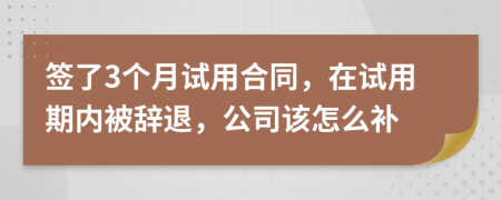 签了3个月试用合同，在试用期内被辞退，公司该怎么补