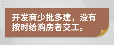 开发商少批多建，没有按时给购房者交工。